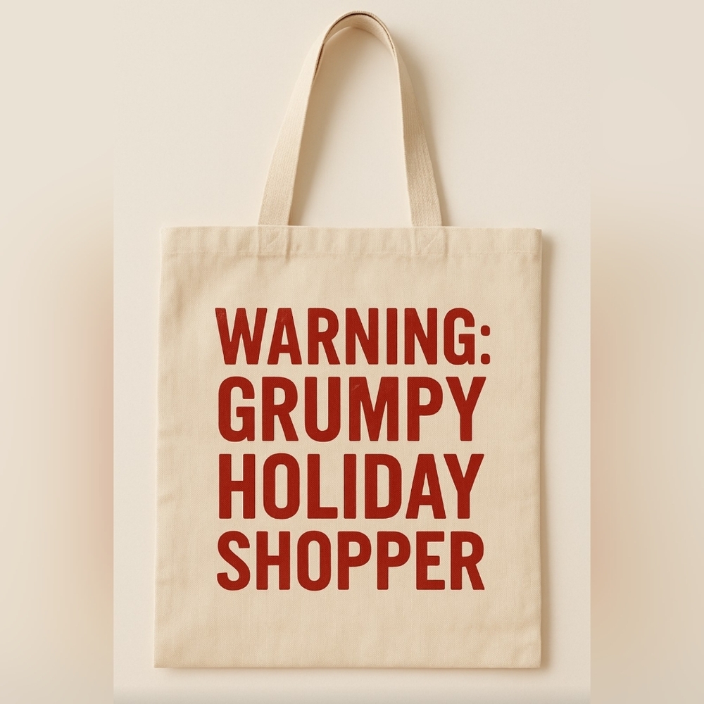 Warning: Grumpy Holiday Shopper - Funny Christmas Canvas Tote Bag